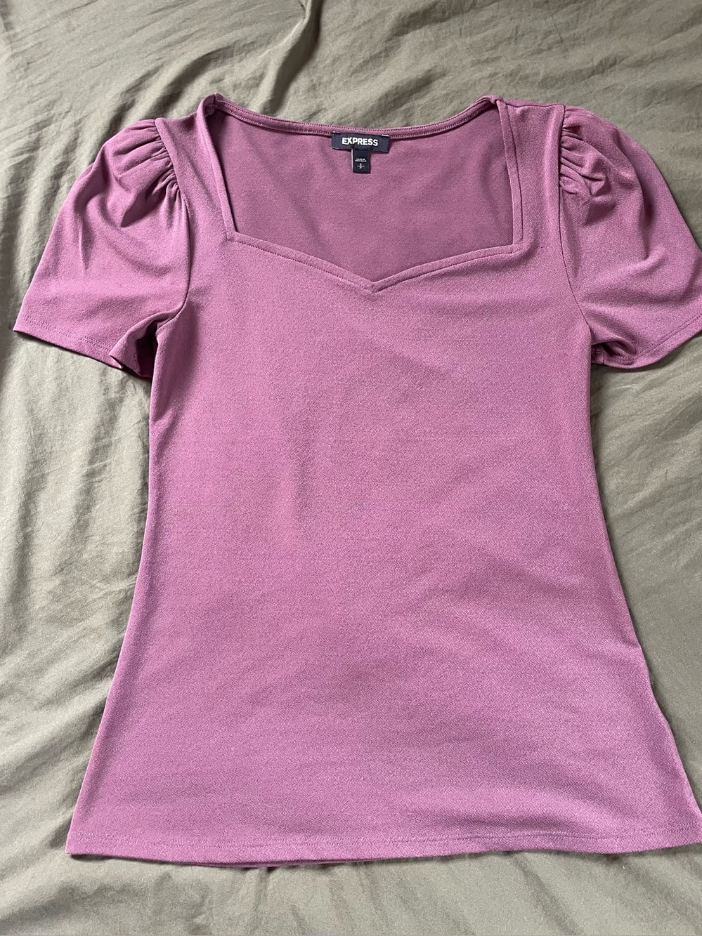 Express Mauve Square Neck Puff Sleeve Top
